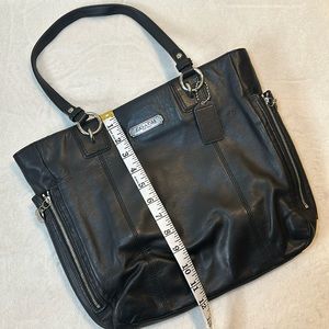 Black coach leather tote
